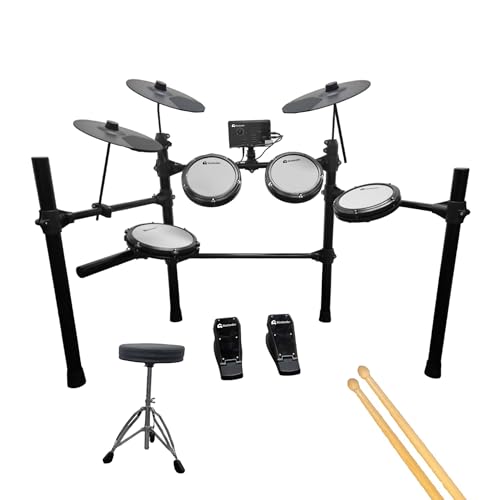 Bluelander Batería Musical 93*120 cm, Bateria Electrica 13 Pzas, 3 Platillos, 3 Tom, 2 Pedales, Tarola,...