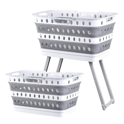Cesto de Ropa,Cesto de Lavandería Grande Multifuncional Plegable con Patas | Cesta para Ropa Sucia | para Baño Universitario Dormitorio Guardería Interior Lavadero Armario Exterior