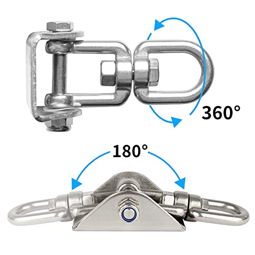 304 Stainless Steel Swing Hanger, Heavy Duty 360° Swivel Swing Hook And Locking Snap Hooks, 1100 Lb Capacity Swing Hardware Hanging Kit With Screws And Expansion Bolts- (2 Pack) #TOP4