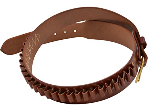 10023 100 Heavy Saddle Leather Pistol Cartridge Belt, Walnut Oil, Plain Finish