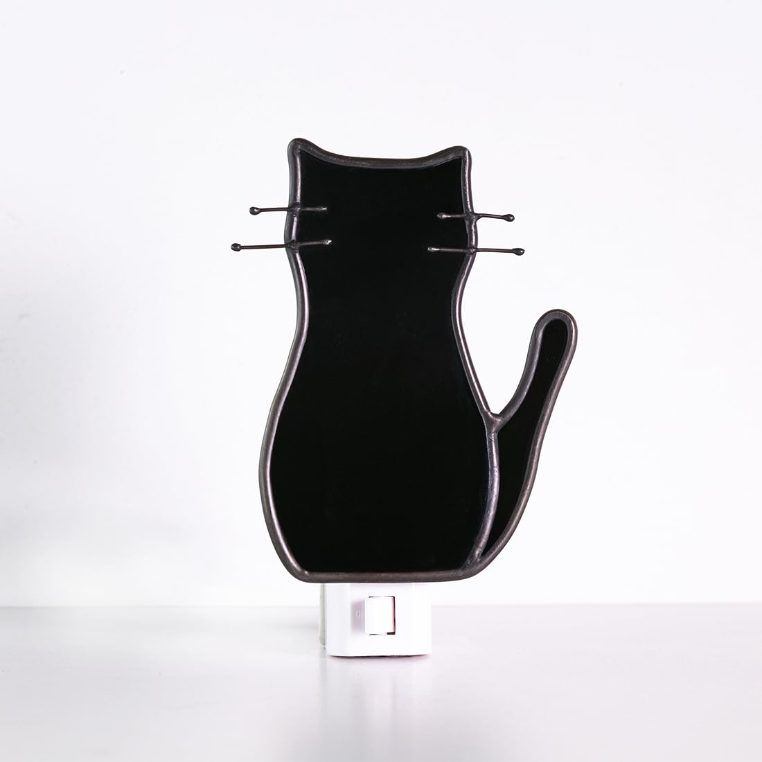 BOXCASA Black Cat Night Light,Stained Glass Cat Night Light with Bulb,Warm Yellow Plug in Nights Lights Suitable for Bedroom Livingroom Hallway