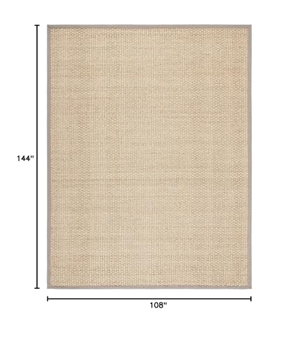 SAFAVIEH Area Rug 9x12 - Natural Fiber Collection - Large - Natural & Grey, Seagrass, Basketweave Pattern with Border (NF114P) - Image 2