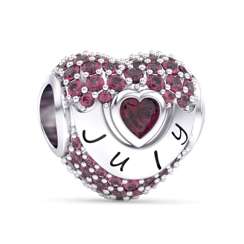 Birthstone Charms Love Heart Openwork Bead Charm for Women Bracelets and Necklaces 925 Sterling Silver with 5A Cubic Zirconia,Jewelry Gifts Women2