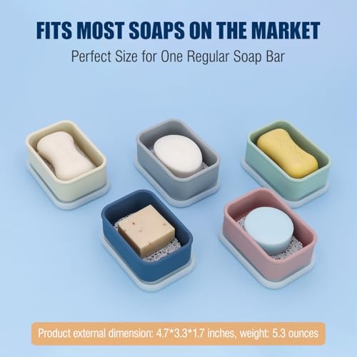 Compact Leakproof Travel Soap Case, Silicone Travel Soap Container, Portable Soap Box with Drainage Layer, Shatterproof Soap Holder for Bathroom, Gym (Blue) - Image 6