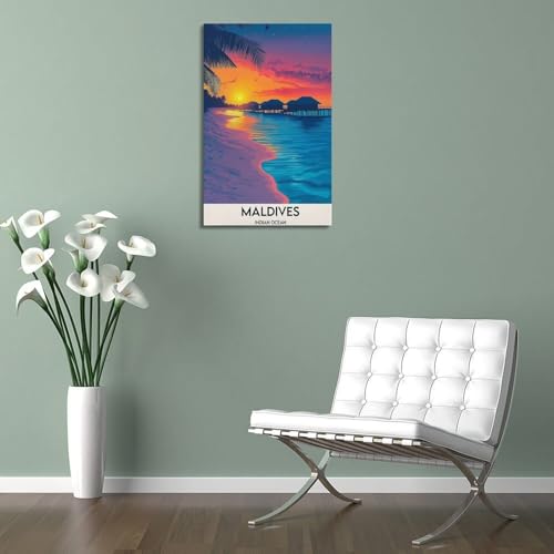 Poster mural vintage sur toile pour chambre à coucher au format 50x75 cm
