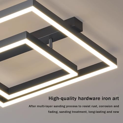 Plafonnier LED noir dimmable avec télécommande pour salon et cuisine - 5