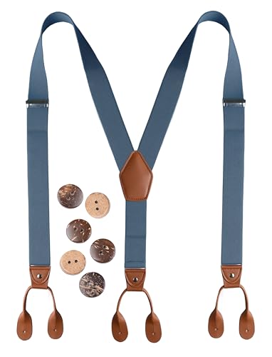 Image of Suspenders for Men Button End Adjustable Y-Back Elastic 47 Inches