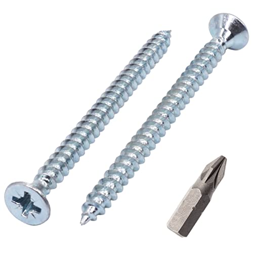 SKIR'CO Confezione da 80 viti in acciaio zincato, 4,5 x 70 mm, testa svasata Pozidriv, viti per truciolare, filettatura completa (80, 4,5 x 70 mm)
