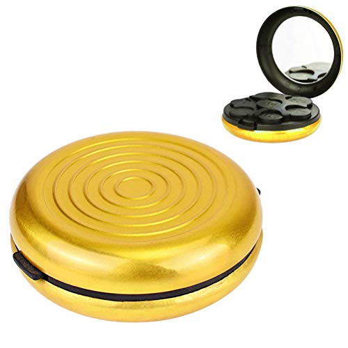 CJMING Caja De Almacenamiento De Monedas, Caja De Almacenamiento De Monedas Redonda, Caja De Monedas Pequeña De Aleación De Aluminio, Monedero Portátil, 8.3 * 2.7cm, Oro