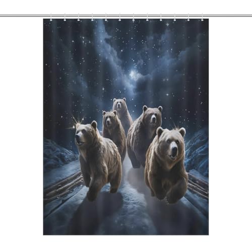 Rideau de douche ours imperméable en polyester lavable pour baignoire d'angle 140x183 cm - 7