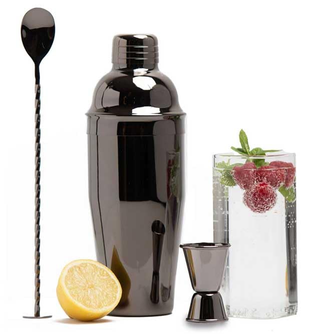 10-delige Cocktailshaker Set met Cocktailboek, Barstamper, Jigger