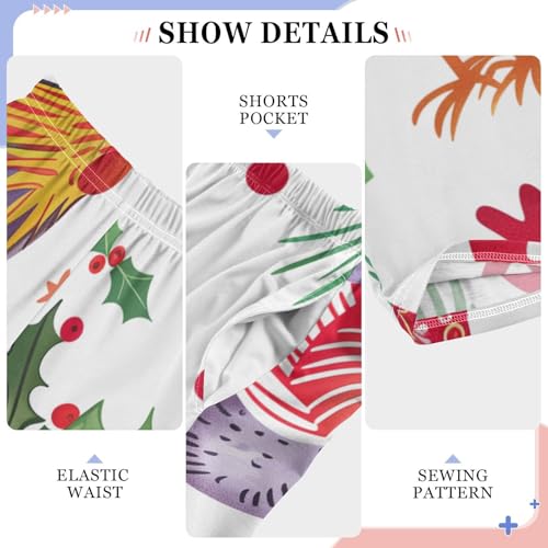 ZZXXB Xmas Rooster Holly Leaves Boys Long Pants Soft Trousers Elastic Waist Kids Lounge Bottoms with Pockets S-XL4