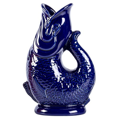 Polegas 1.4L Large Glug Pitcher Fish Shaped Water Pitchers Ceramic Cocktail PitcherBlue Decorative Ceramic Vase
