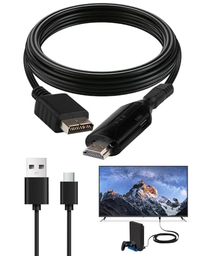 Elecora Adaptador para Adaptador PS1/PS2 a HDMI, Cable para PS2/PS1 a HDMI Adaptador Convertidor 39,3 Pulgadas multifunción de Video 720P/1080P para Consola de Juegos Monitor HDTV Plug and Play