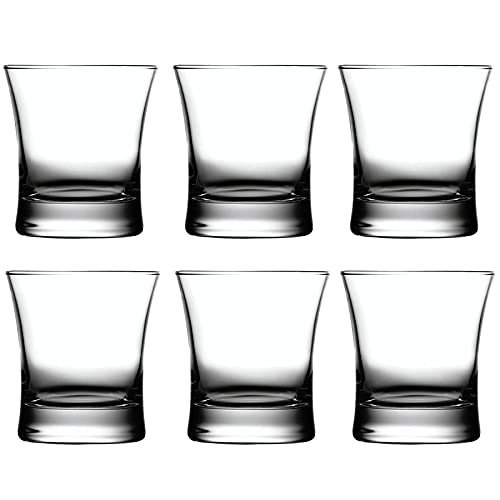 Pasabahce Azur Glass Tumbler from The Original Pasabahce from Turkey | Durable & Stylish Glassware for Water, Juice, Cold Drink Tumbler Set of 6 Pcs, 240 ml, Clear | Easy To Clean & Dishwasher Safe.