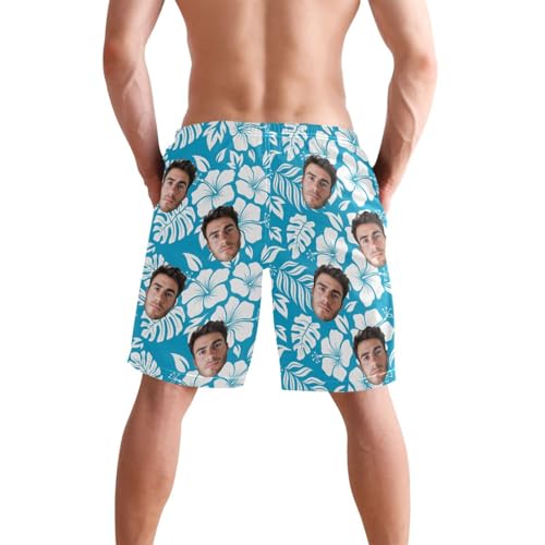 Personalized Blue Flower Picture Men's Swim Trunks for Family Father's Day3