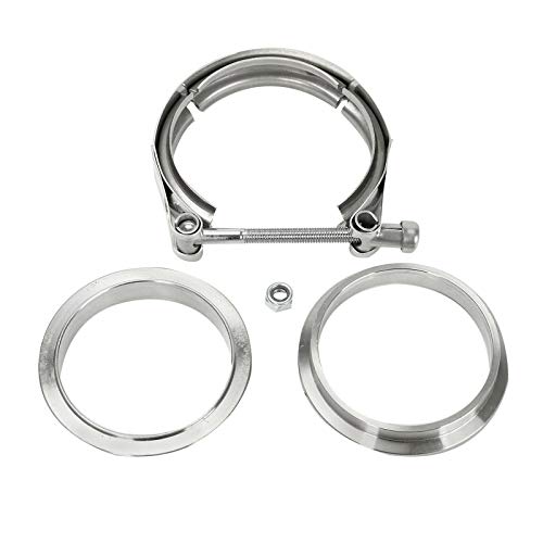 BLACKHORSE-RACING 3 Inch Stainless Steel V Band Bolt Clamp with 2 Male Female
