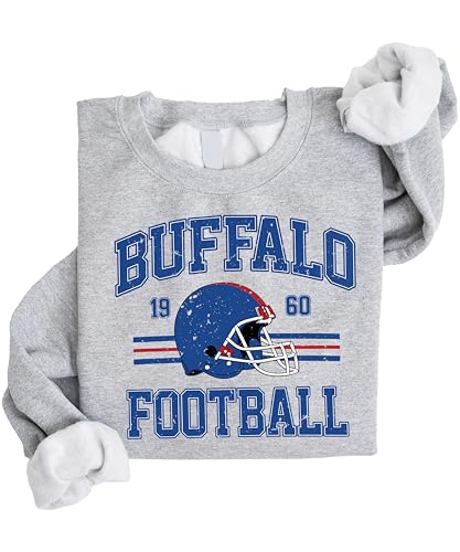 Olive Loves Apple Vintage Buffalo 1960 Football Sweatshirt for Men Women and Kids Distressed Game Day Pullover Gray Sweatshirt Adult Medium