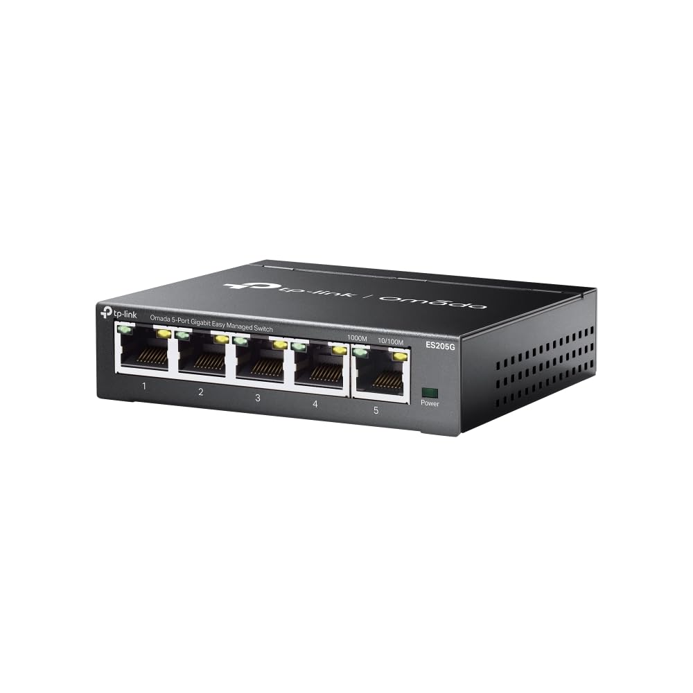 TP-link Omada ES205G - Switch splitter Gigabit RJ45 a 5 porte, facile da gestire, plug and play, senza ventola, custodia in metallo, montaggio a parete o da scrivania