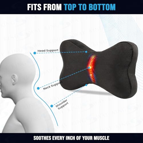 Image of KINGSWAY Car Accessories Bow Shape Neck Rest Seat Cushion, Universal Use Car Neck Pillow, Memory Foam Pillow in Chocolate, Super Soft and Super Travel Comfort Design Headrest Cushions, Pack of 2