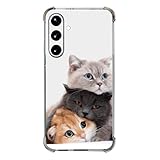 Beaucov Case for Samsung Galaxy S25,Lying Cute Cats Drop Protection Shockproof Case TPU Full Body Protective Scratch-Resistant Cover for Samsung Galaxy S25