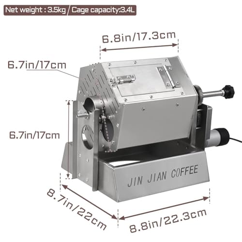CYTBEK Electric Coffee Bean Roaster, Gas Coffee Bean Baker with Thermometer, 3.4L Drum Type Stainless Steel Coffee Roaster Machine for Home and Commercial Use - Image 7