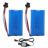 Lot de 2 batteries lithium-ion rechargeables 7,4 V 3000 mAh avec prise SM-3P, câble de charge, batterie rechargeable pour véhicules radiocommandés, voitures de cascade, chars, robots