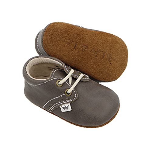 Liv & Leo Baby Toddler Boy Girl Oxford Lace Up Crib First Walking Shoes - Genuine Leather3