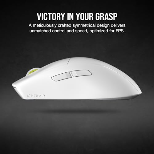 Image of Corsair M75 AIR Wireless Ultra-Light FPS Gaming Mouse - 26,000 DPI - Ultra-Fast Input - Symmetric Shape - iCUE Compatible - PC, Mac - White