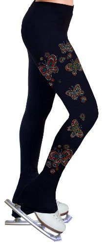 NY2 SPORTSWEAR Figure Skating Practice Pants with Rhinestones R207 - Child Sizes- (Child Extra Small) Black