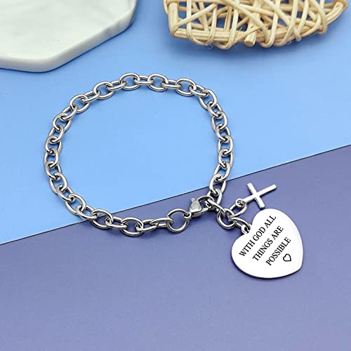 Image of Christian Gifts for Women Faith Bracelet Jewelry Scripture Bible Verse Inspirational Bracelet Gifts Religious Gifts Idea Prayers Gifts for Women Men Jewelry Gifts Faith Bracelet Stainless Steel