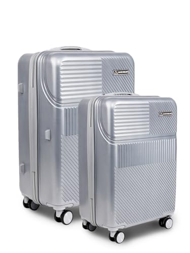 Image of Move-Meant VOYAGEWARE Small Cabin & Medium Check-in Suitcase | 55 Cm & 66 Cm | 360 Degree 8 Wheels Number Lock Polycarbonate Silver Trolley Bag | Luggage for Travel - Pack of 2