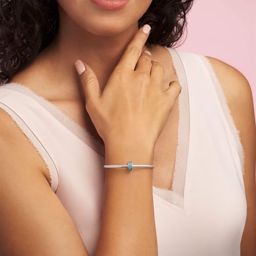PANDORA Shining Elegance Clip Charm, Sterling Silver, Teal Cubic Zirconia, One Size3