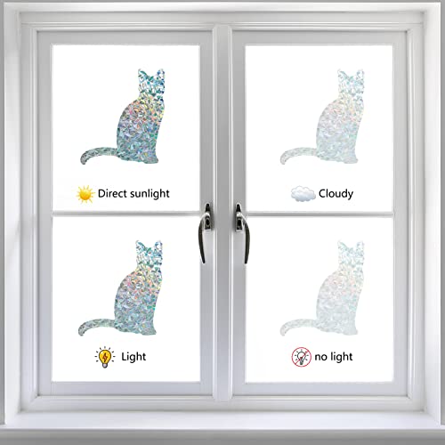 Gorgecraft 29Pcs Cat Window Clings Rainbow Window Glass Decals For Birds Strike Non Adhesive Vinyl Film Home Decorations Sliding Doors #TOP3