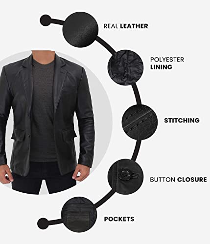 Decrum Lambskin Leather Blazer Men - Real Brown and Black Leather Jacket Men4