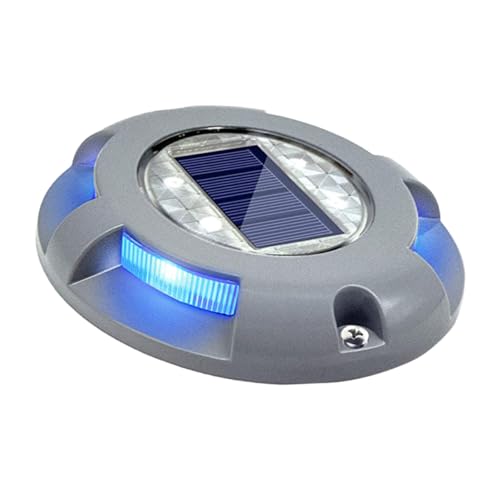 VICASKY LED Solar Ground Lights Durable Aluminium Alloy Underground Deck Lamps for Pathway and Driveway Illumination Automatic Night Activation Silver Blue Light