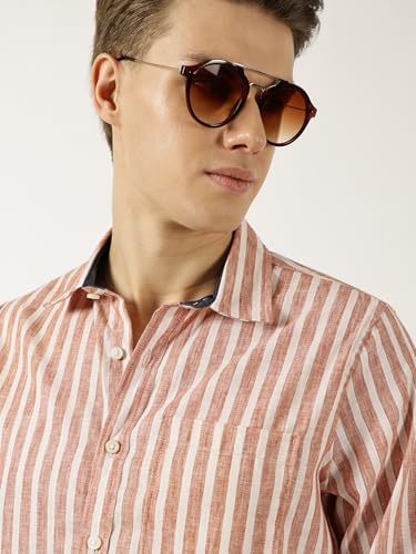Image of Thomas Scott Men's | Striped | Full Sleeve | Slim Fit | Polyester Blend | Single Pocket | Spread Collar | Casual Shirt