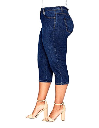 Jack David LING Womens Plus Size Stretch Blue/Black Capri Twill Denim Jeans3
