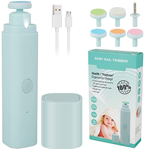 US Baby Nail Trimmer Kit Baby Electric Nail File with 6 Grinding Heads Rechargeable Safe Baby Nail File with 2 Modes Mini Portable Baby Nail Clippers for Baby Adults Nail Polish and Trim