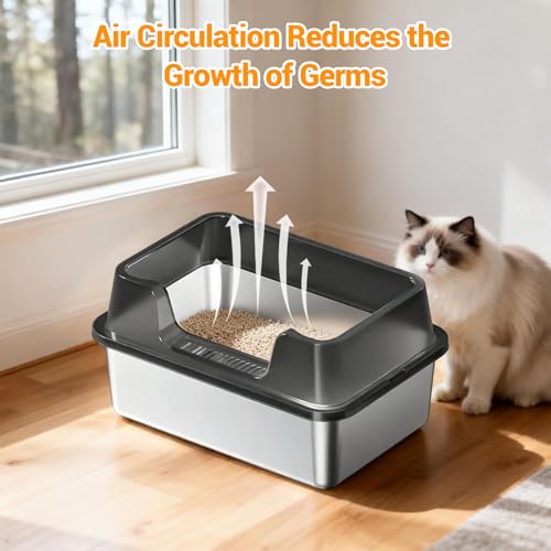 Caja sanitaria para gatos acero inoxidable extra grande abierta miniatura 6