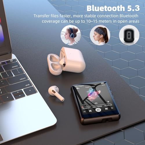 Image of 64GB MP3 Player with Bluetooth5.3, 2.4-Inch HD Full Touch Screen, Portable Lossless Sound Music Player with HD Speaker, mp3 with FM Radio Recording e-Book, Record, Earphone Included