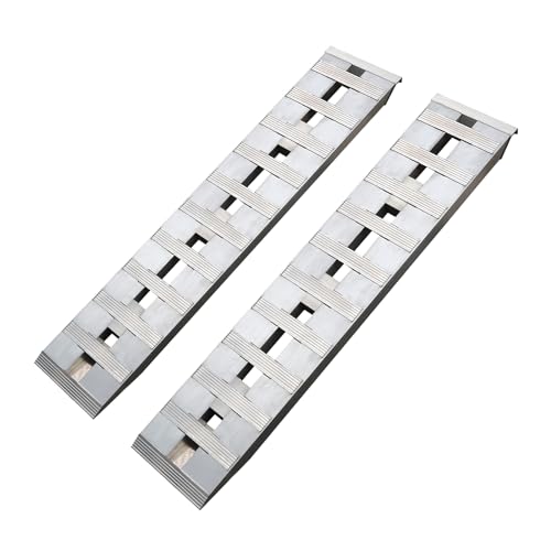 2PCS Aluminum Trailer Ramps, 60x12in Universal Loading Truck Ramp Without Slipping, 6000 Lbs Heavy-Duty Ramps with Top Hook Attaching End, Crossbar Design, Easy to Carry, Silver