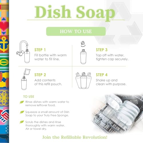 Image of Truly Free Non Toxic Dish Soap | Natural Concentrated Dishwashing Liquid - Sweet Basil Scent | Non Toxic Organic Plant-Based Dish Soap | Family Safe - Eco-Friendly Formula | 16 fl oz