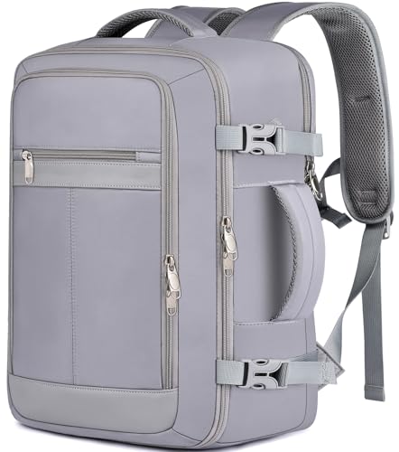 Image of EZUOLA Personal Item Travel Backpack for Men Women,Carry On Backpack with Shoe Pouch, TSA 15.6inch Laptop Mochila Flight Approved,College Teacher Bag Casual Daypack for Hiking Outdoor Weekend,Grey