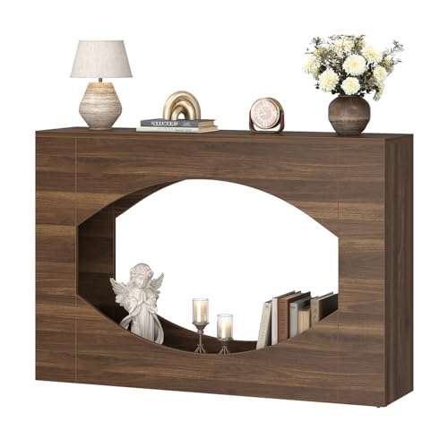 Farmhouse Console Table with LED Lights, 47 Inches Entryway Table with Open Storage, Modern Wood Couch Table Behind Sofa, Narrow Accent Entrance Table for Living Room, Hallway, Foyer,Rusitc Brown by knoworld - Image 5
