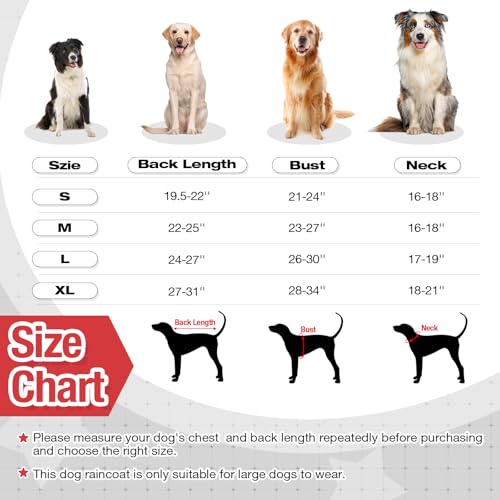 OUOBOB Capa de chuva para cães, impermeável para cães grandes, jaqueta de chuva leve, poncho ajustáv