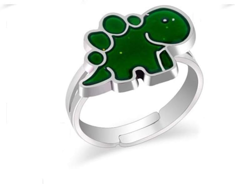 Caiyao Lovely Dinosaur Face Color Change Ring Mood Emotion Temperature Adjustable Index Ring Funy Jewelry