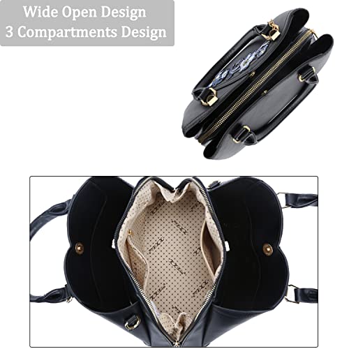 Image of KKXIU Triple Compartments Purses and Handbags for Women Fashion Ladies Satchel Shoulder Top Handle Bag