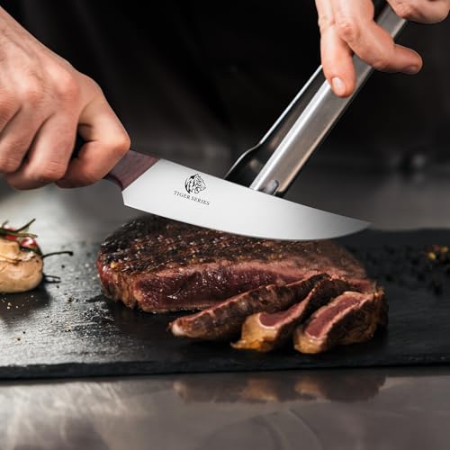 Image of DDF iohEF Steak Knives Set of 6, Non-serrated Steak Knife 4.5 Inch High Carbon Japanese Stainless Steel Kitchen Steak Knife 6 Pieces Dinner Knives Ultra Sharp with Ergonomic Handle and Gift Box