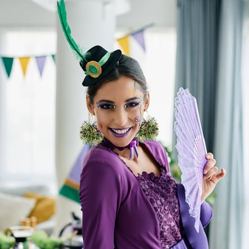 Bunte Ohrringe Karneval, Ohrringe Creolen Fasching Bunte Ohrringe Hängend, Karnevalsschmuck Lustige Ohrringe für Mädchen Damen Karnevalskostüme Dekorative Accessoires (Bunte-B)